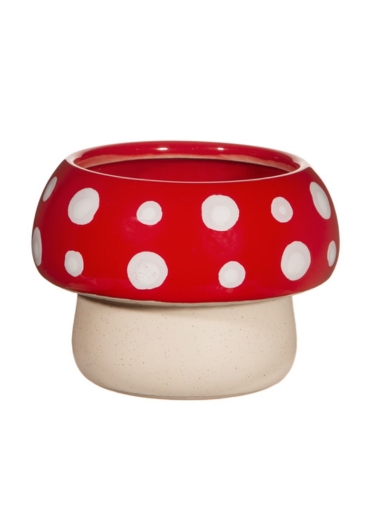 Add a fun woodland touch to your home with this charming red mushroom planter. Perfect for displaying small houseplants succulents or herbs it makes a colourful addition to windowsills shelves and plant displays.